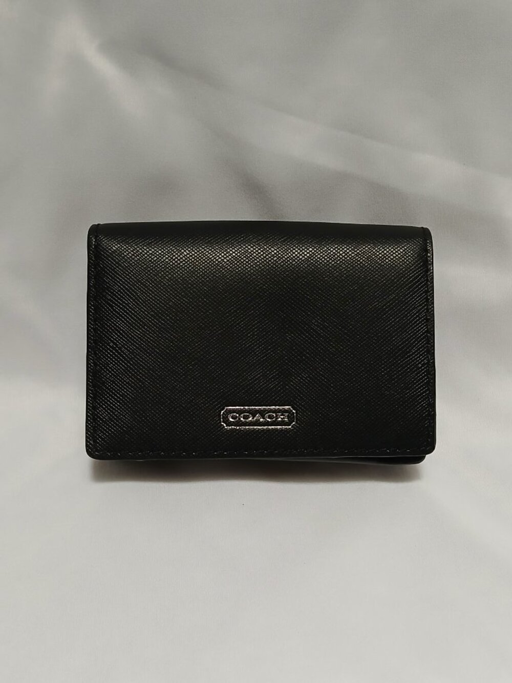 Coach Saffiano Leather Business Card Case -- BLACK -- NWT